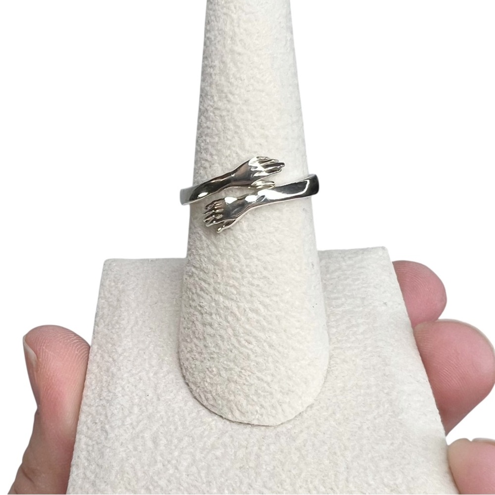 Sterling Silver Hugging Arms Embracing Hug Friendship Love Bypass Ring